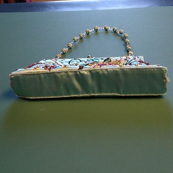 Embellished Beaded Kiss Clasp Clutch Cottagecore Grandmacore Granny Chic - Picture 3 of 7